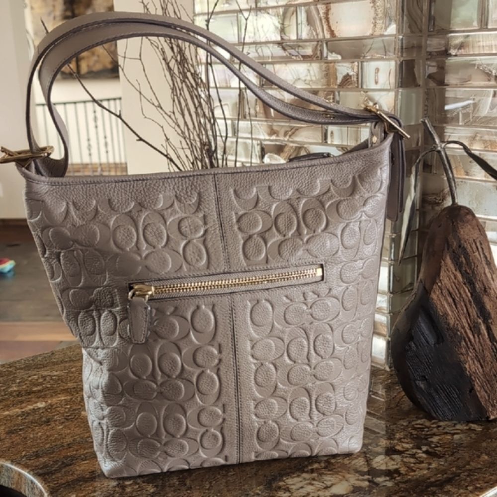 Vintage Coach Legacy Embossed Taupe HOBO Bag NWOT